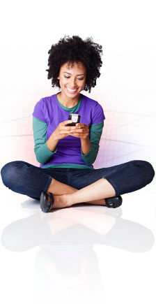 Girl sitting with smart phone
